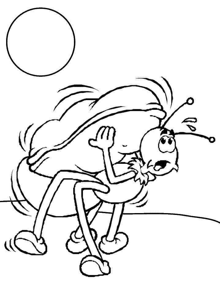 Fisă de colorat cu Greierele si furnica de colorat p01