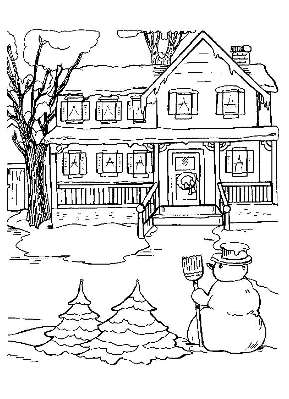 Fisă de colorat cu Iarna de colorat p112