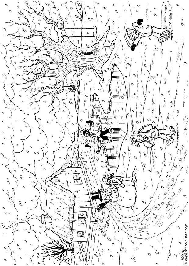 Fisă de colorat cu Iarna de colorat p21