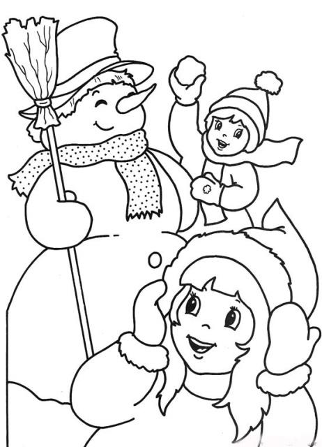 Fisă de colorat cu Iarna de colorat p63