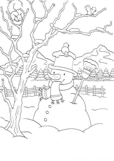 Fisă de colorat cu Iarna de colorat p67