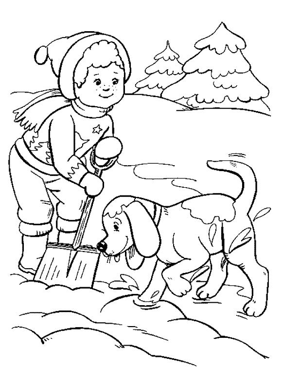 Fisă de colorat cu Iarna de colorat p83