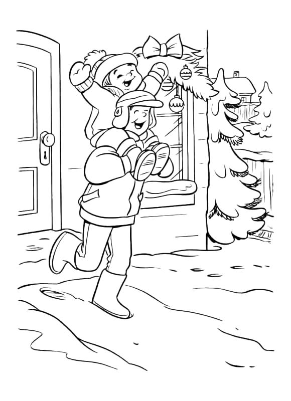 Fisă de colorat cu Iarna de colorat p93