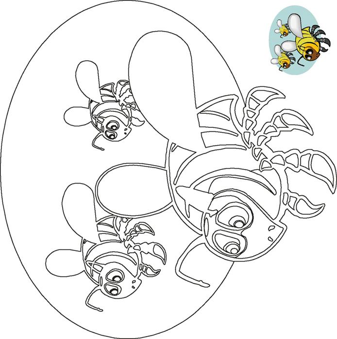 Fisă de colorat cu Insecte albinute de colorat p04