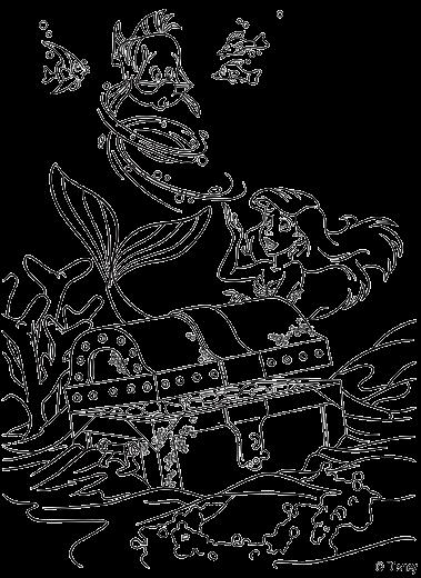 Fisă de colorat cu Mica sirena de colorat p07