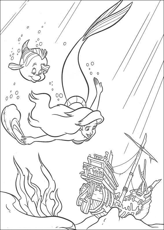 Fisă de colorat cu Mica sirena de colorat p13