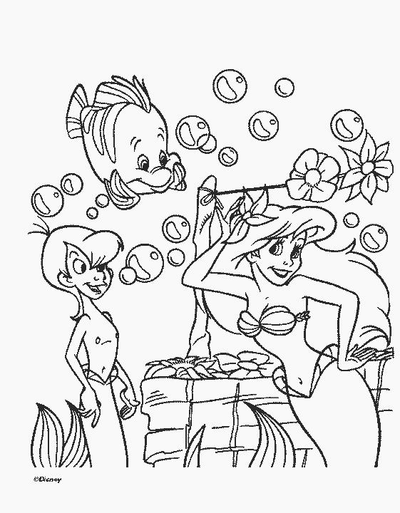 Fisă de colorat cu Mica sirena de colorat p32