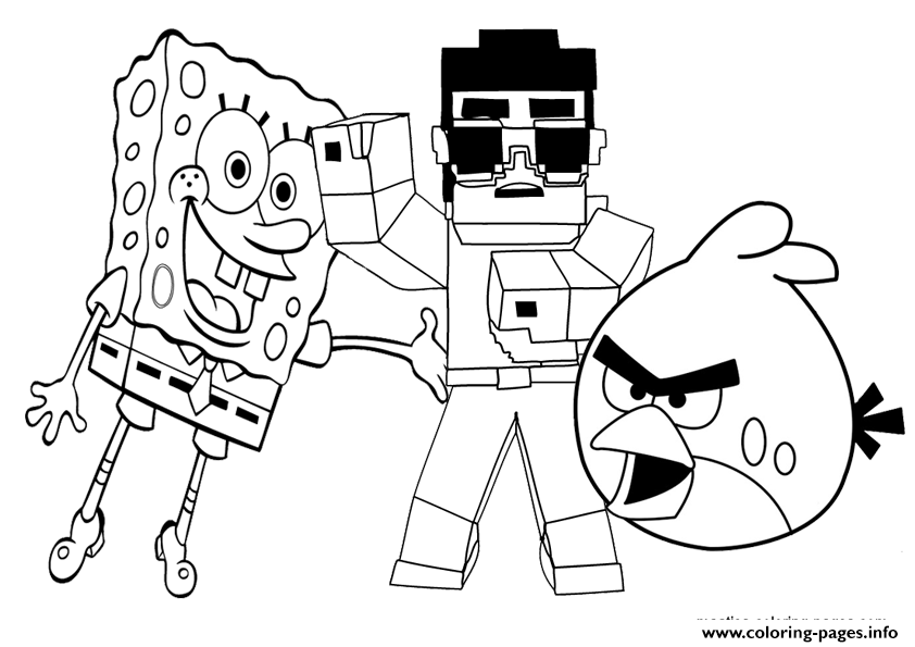 Fisă de colorat cu Minecraft p5