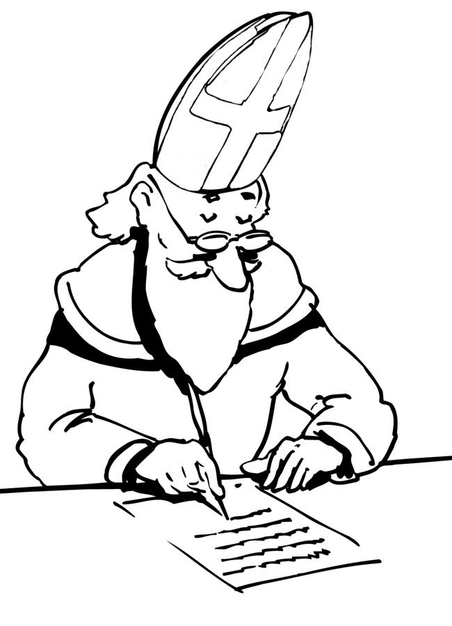 Fisă de colorat cu Mos nicolae de colorat p05