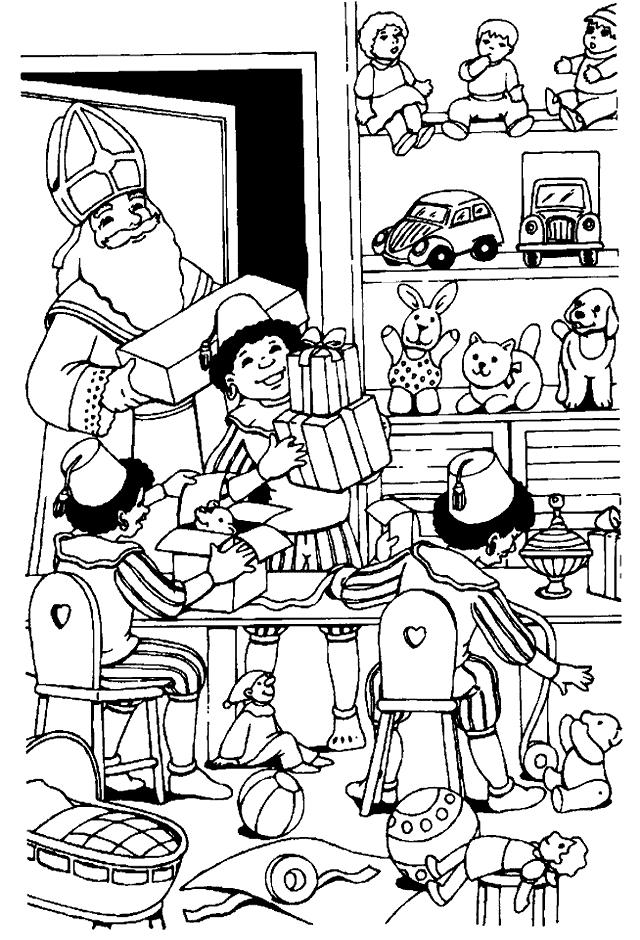 Fisă de colorat cu Mos nicolae de colorat p34