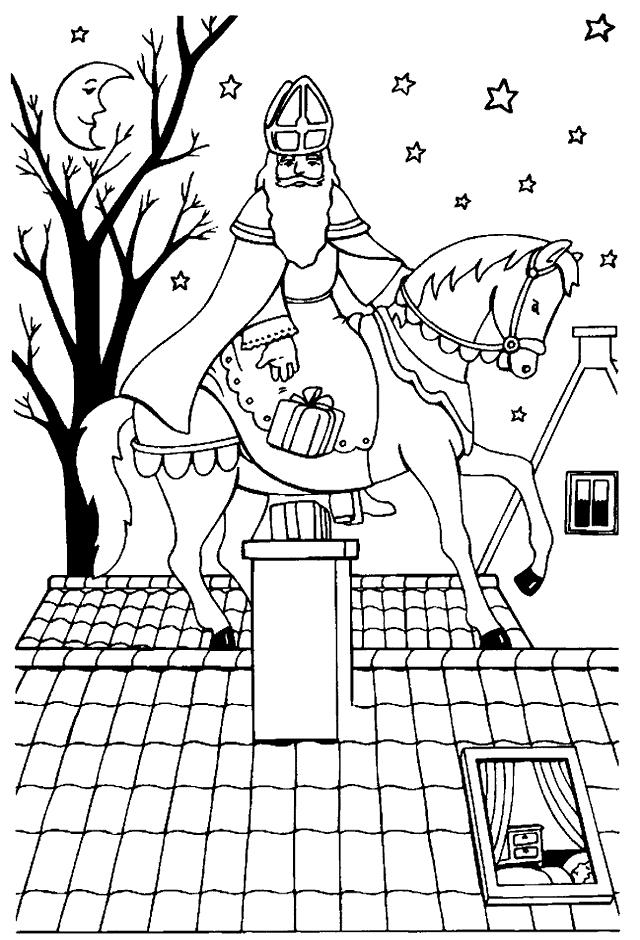 Fisă de colorat cu Mos nicolae de colorat p35