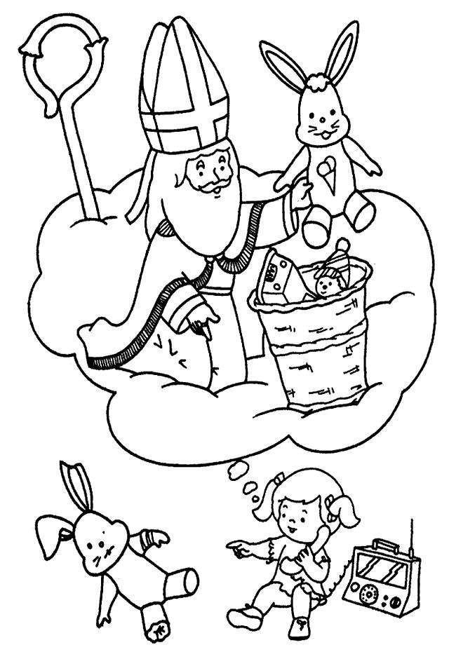 Fisă de colorat cu Mos nicolae de colorat p42