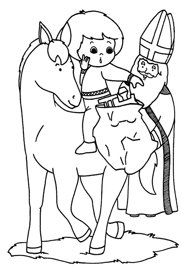 Fisă de colorat cu Mos nicolae de colorat p44