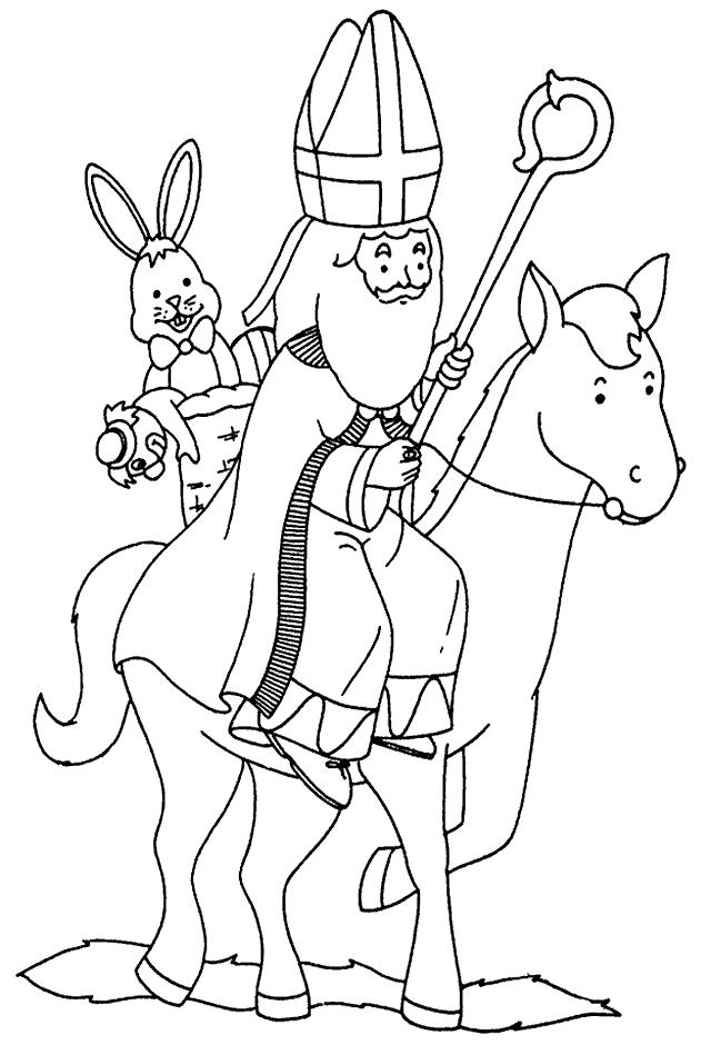 Fisă de colorat cu Mos nicolae de colorat p45