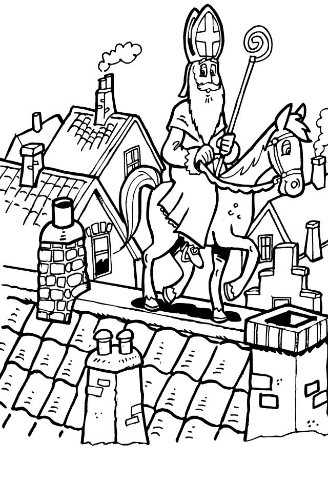 Fisă de colorat cu Mos nicolae de colorat p47