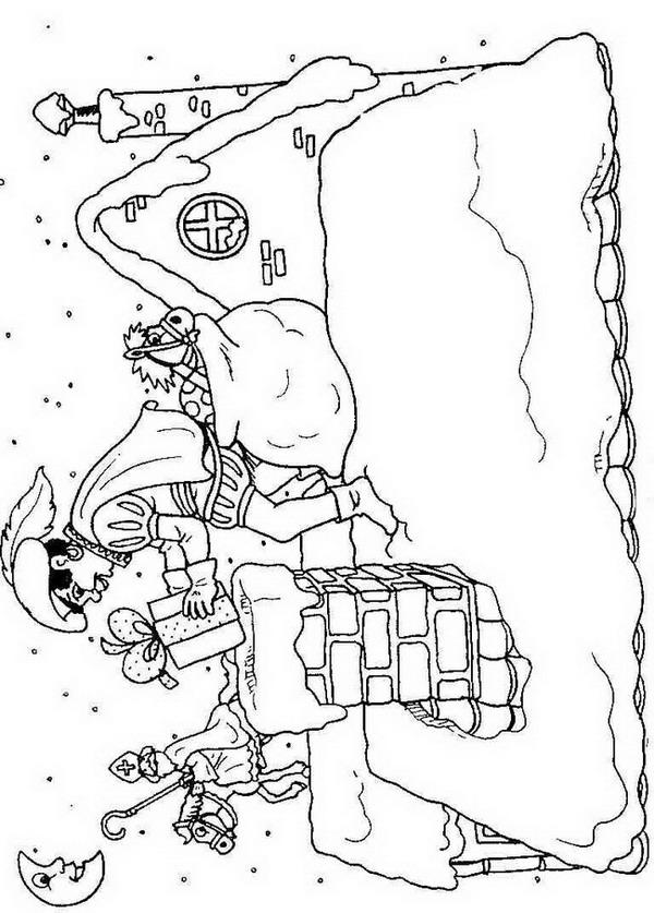 Fisă de colorat cu Mos nicolae de colorat p51