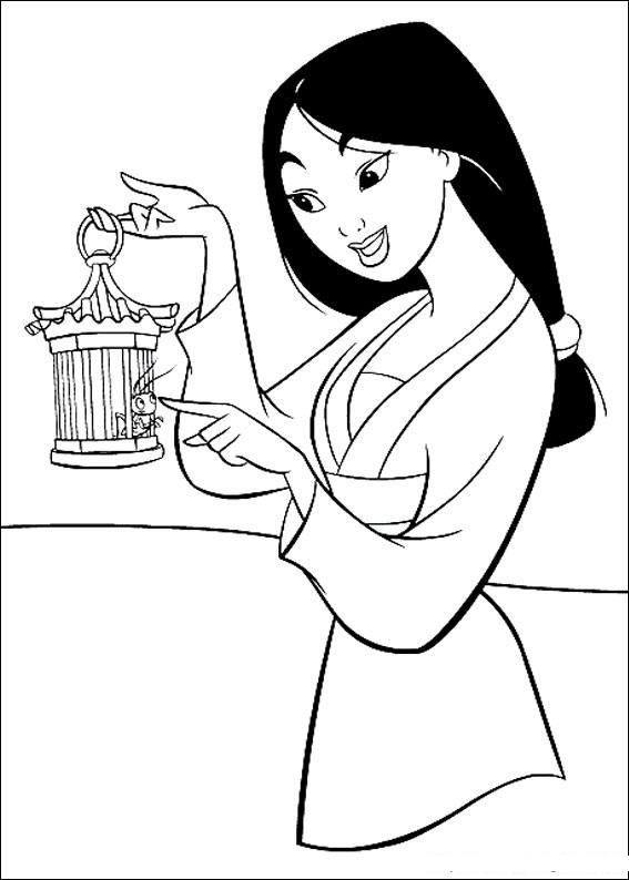 Fisă de colorat cu Mulan de colorat p26