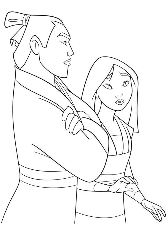 Fisă de colorat cu Mulan de colorat p36