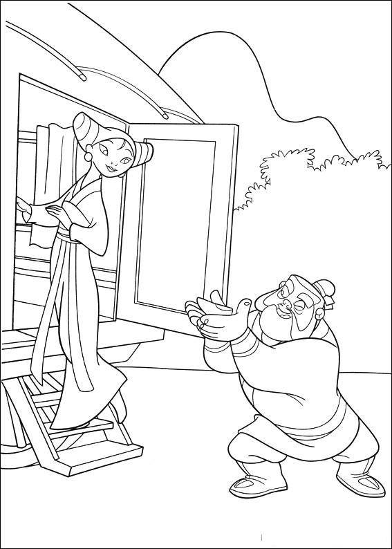 Fisă de colorat cu Mulan de colorat p40
