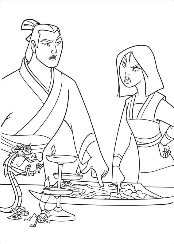 Fisă de colorat cu Mulan de colorat p42