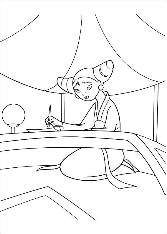 Fisă de colorat cu Mulan de colorat p45