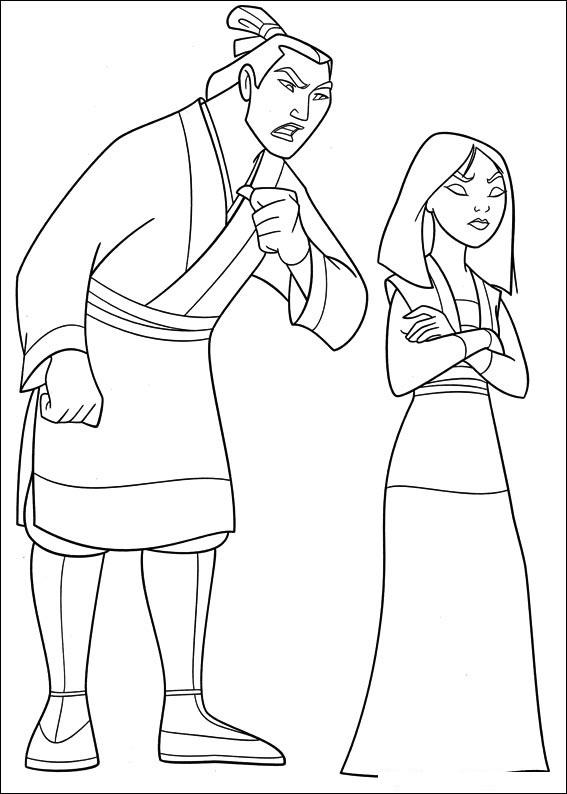 Fisă de colorat cu Mulan de colorat p52