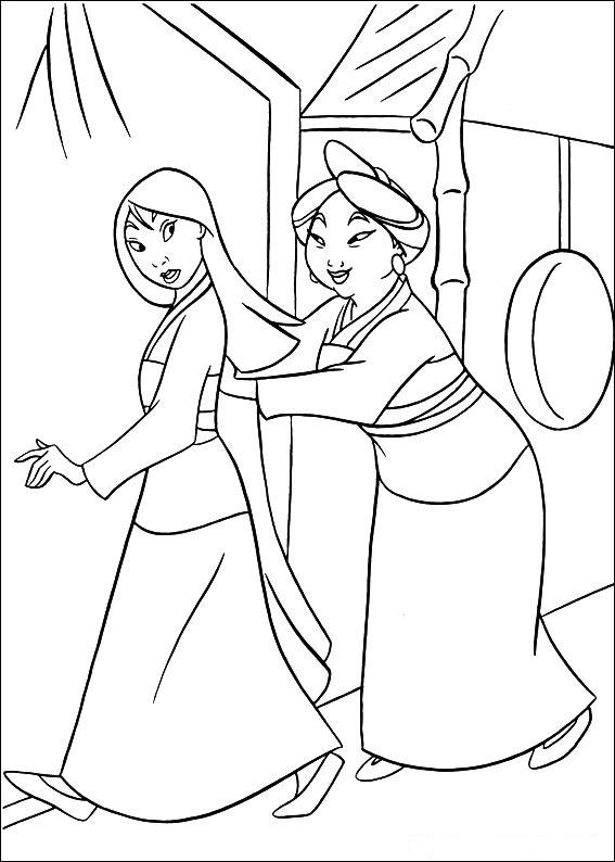 Fisă de colorat cu Mulan de colorat p65