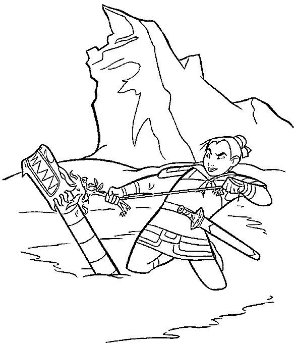 Fisă de colorat cu Mulan de colorat p89