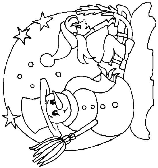 Fisă de colorat cu Om de zapada de colorat p06