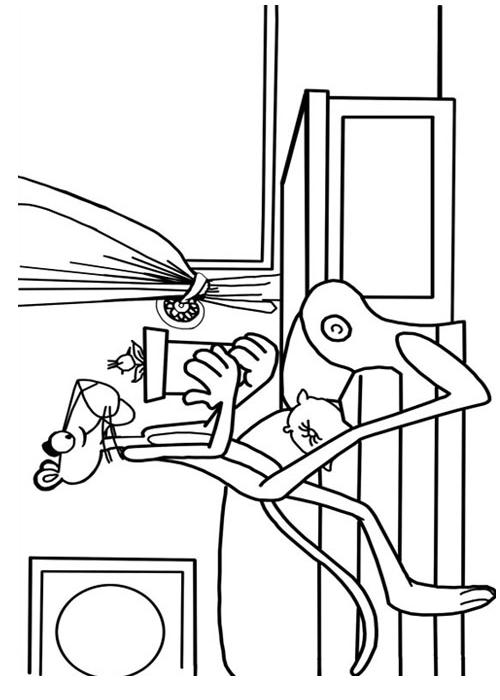 Fisă de colorat cu Pantera roz de colorat p03