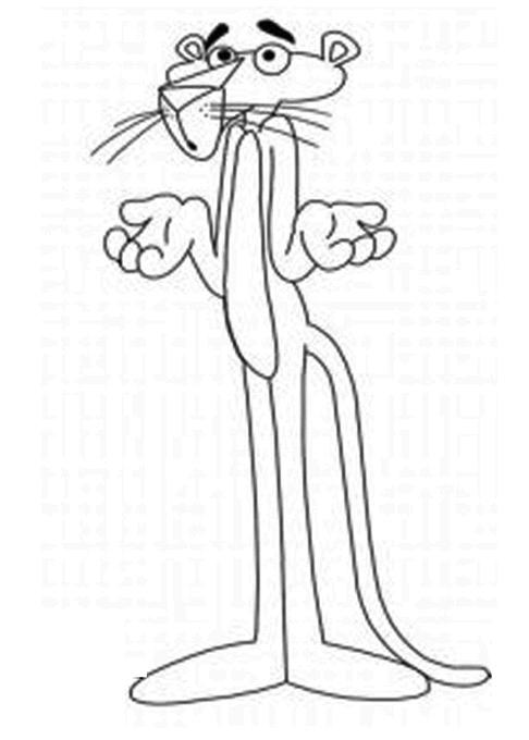 Fisă de colorat cu Pantera roz de colorat p04