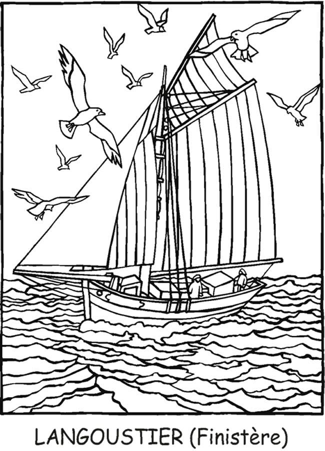 Fisă de colorat cu Pe mare de colorat p03