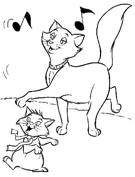 Fisă de colorat cu Pisicile aristocrate de colorat p09