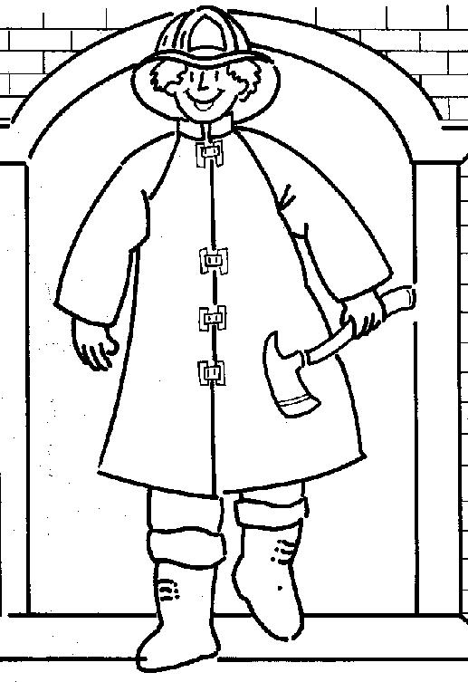 Fisă de colorat cu Pompieri de colorat p01