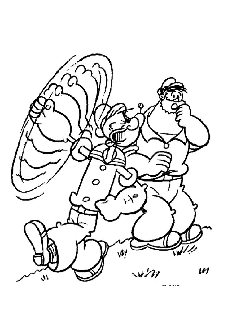 Fisă de colorat cu Popeye marinarul de colorat p23