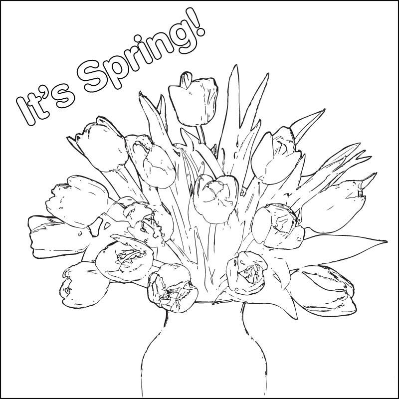 Fisă de colorat cu Primavara de colorat p94