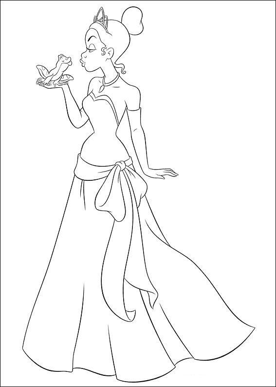 Fisă de colorat cu Printesa si broasca de colorat p01