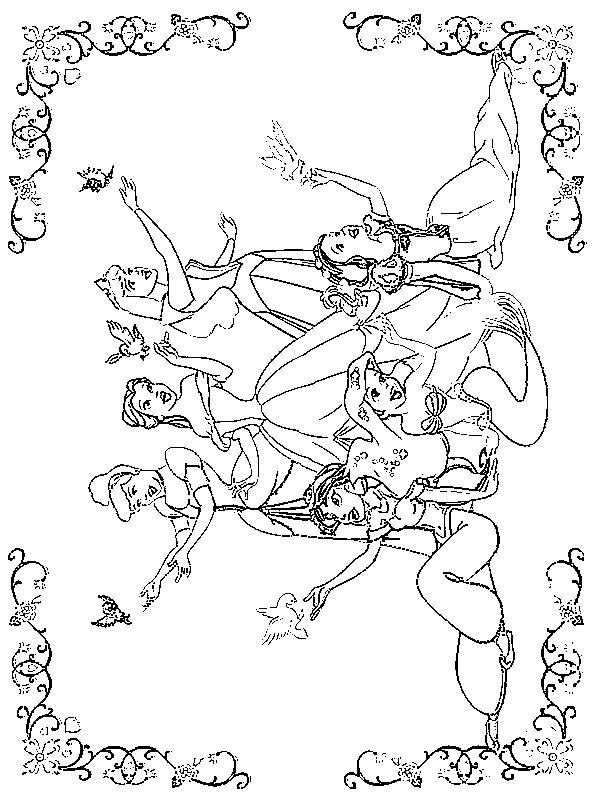 Fisă de colorat cu Printesele disney de colorat p71