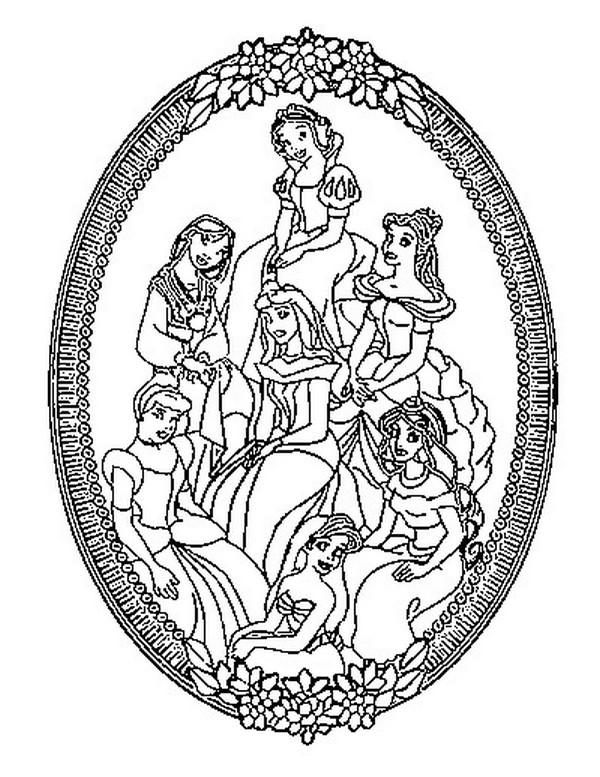 Fisă de colorat cu Printesele disney de colorat p73