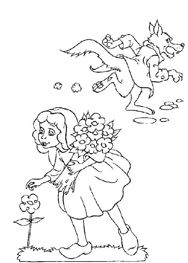 Fisă de colorat cu Scufita rosie de colorat p03