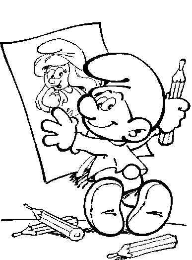 Fisă de colorat cu Strumfii de colorat p15