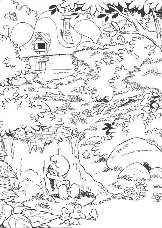 Fisă de colorat cu Strumfii de colorat p44