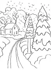 Peisaje de Iarna de colorat