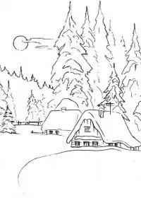 Peisaje de Iarna de colorat p13