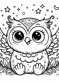 Fișă cu bufniță de colorat p46