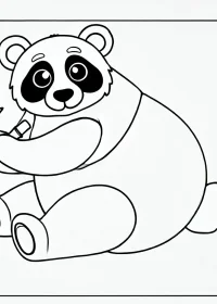 Fișă cu ursul panda de colorat p6