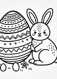 Ou și Iepuraș de paște de colorat