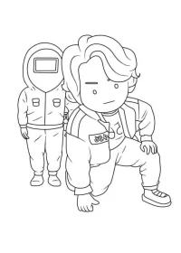 Fișă cu Squid Game de colorat p3