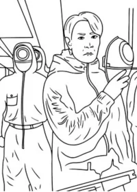 Fișă cu Squid Game de colorat p6