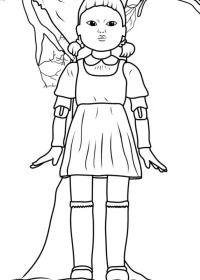 Fișă cu Squid Game de colorat p1